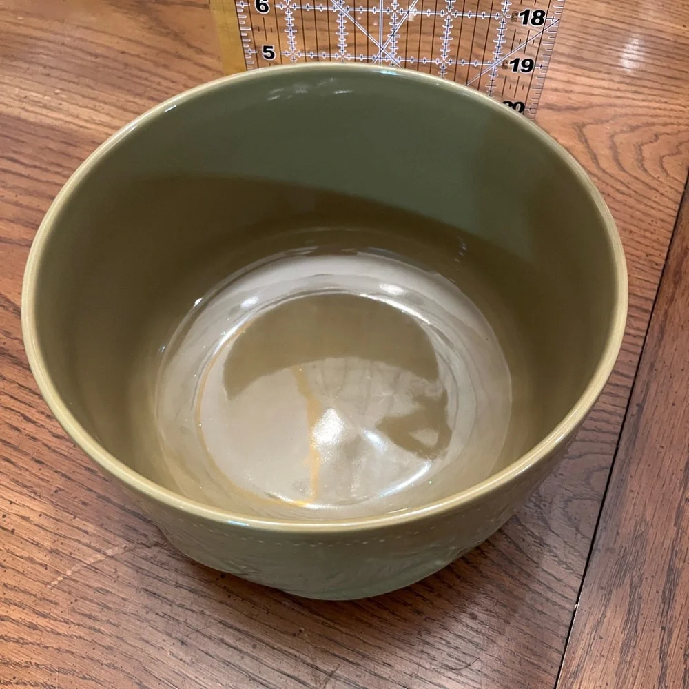 Pier 1 Imports Carrot Embossed Large Green Serving Bowl‎